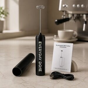 Everyday Dose Rechargeable Milk Frother HMMF08 Black Handheld Foam Maker USB